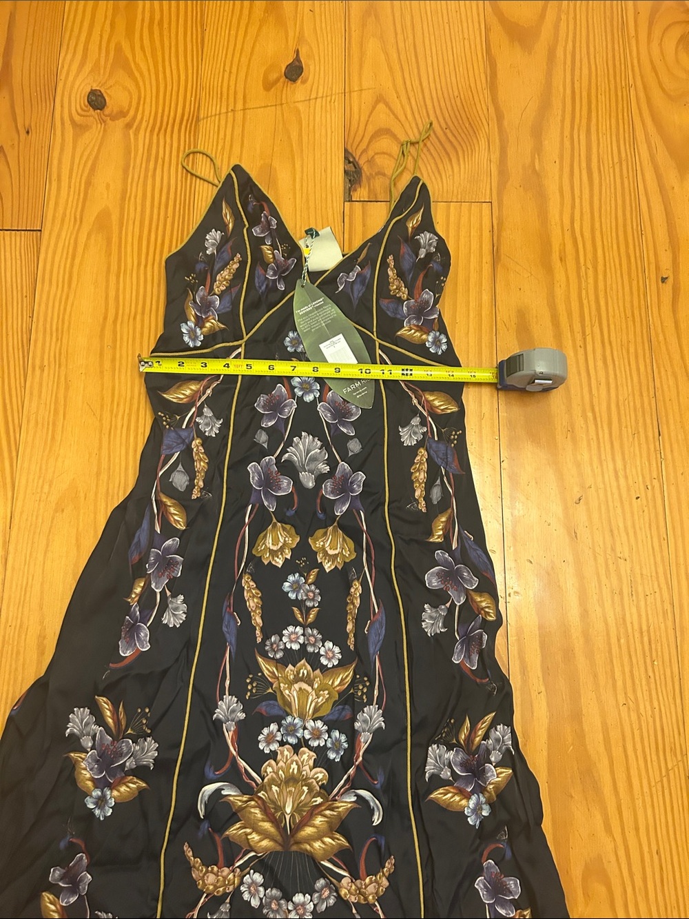 FARM Rio Navy Maxi Dress with Gold and Purple Floral Print - Picture 10 of 11